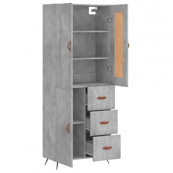 Buffet haut Gris béton 69,5x34x180 cm Bois d'ingénierie