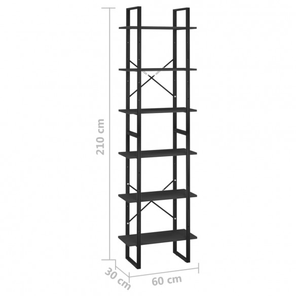 Étagère de rangement Noir 60x30x210 cm Bois d'ingénierie