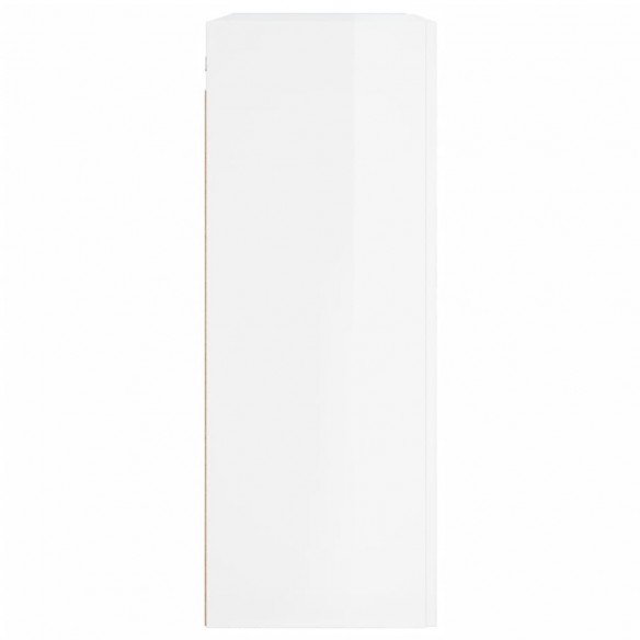 Armoires murales 2 pcs blanc brillant bois d'ingénierie