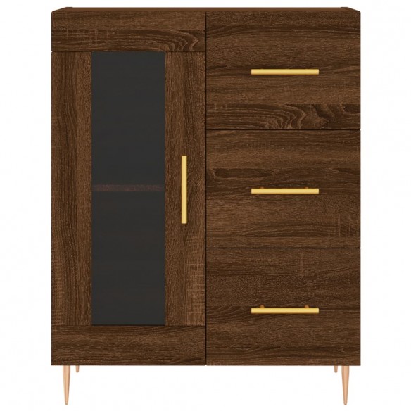 Buffet haut Chêne marron 69,5x34x180 cm Bois d'ingénierie