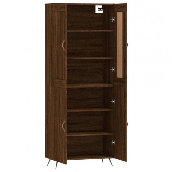 Buffet haut Chêne marron 69,5x34x180 cm Bois d'ingénierie