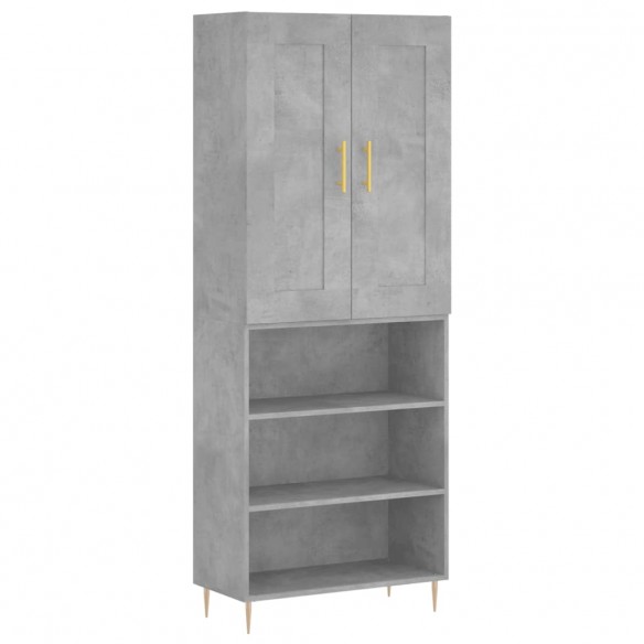 Buffet haut Gris béton 69,5x34x180 cm Bois d'ingénierie