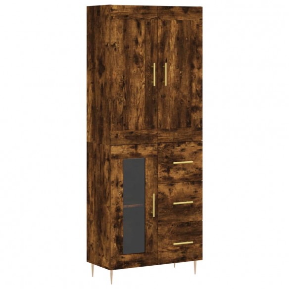 Buffet haut Chêne fumé 69,5x34x180 cm Bois d'ingénierie