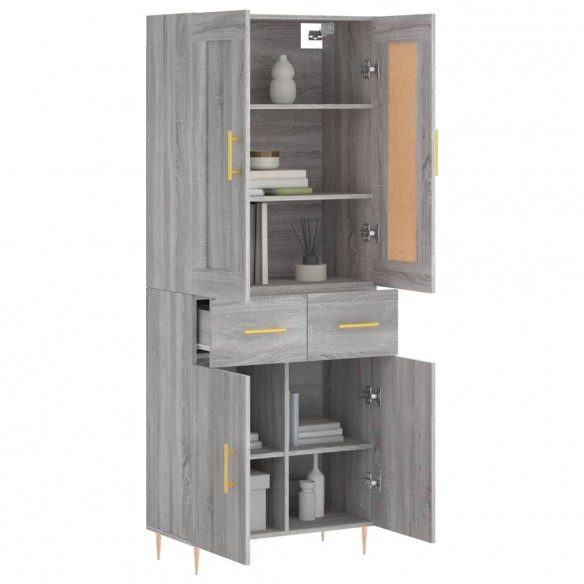 Buffet haut Sonoma gris 69,5x34x180 cm Bois d'ingénierie