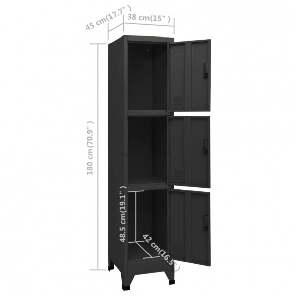 Armoire à casiers Noir 38x45x180 cm Acier