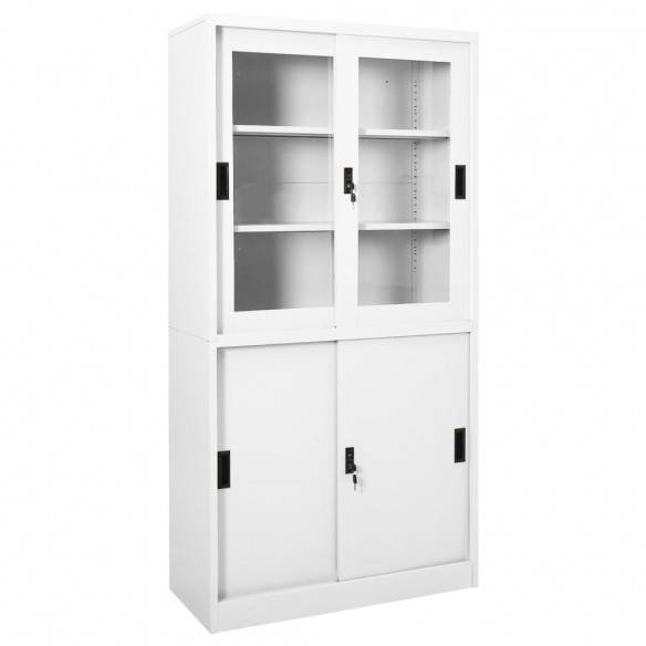 Armoire de bureau et porte coulissante Blanc 90x40x180 cm Acier