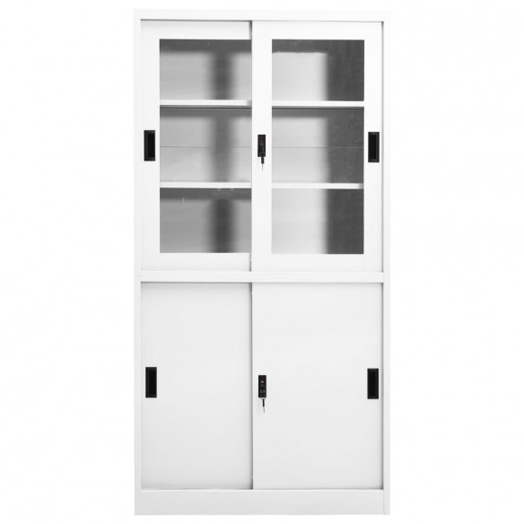 Armoire de bureau et porte coulissante Blanc 90x40x180 cm Acier