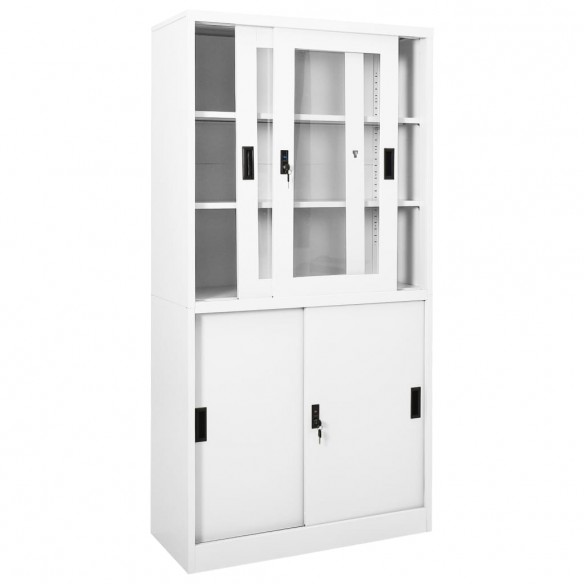 Armoire de bureau et porte coulissante Blanc 90x40x180 cm Acier