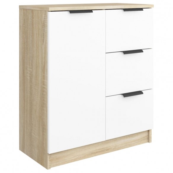 Buffet Blanc et chêne sonoma 60x30x70 cm Bois d'ingénierie