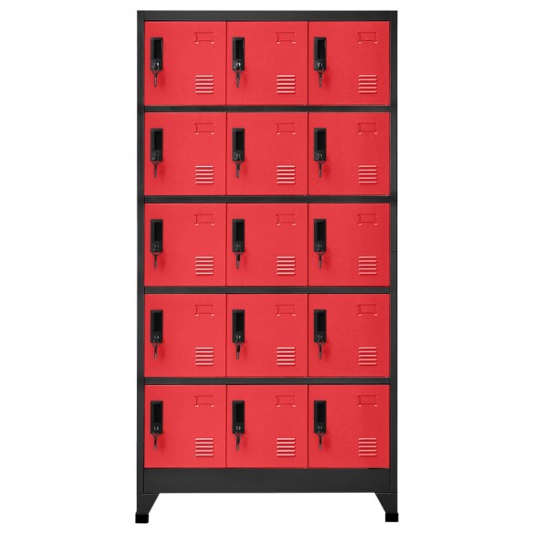 Armoire à casiers Anthracite et rouge 90x40x180 cm Acier