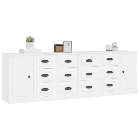 Buffets 3 pcs Blanc Bois d'ingénierie