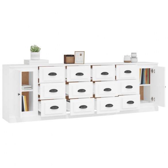 Buffets 3 pcs Blanc Bois d'ingénierie