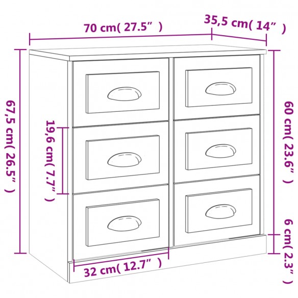 Buffets 3 pcs Blanc Bois d'ingénierie