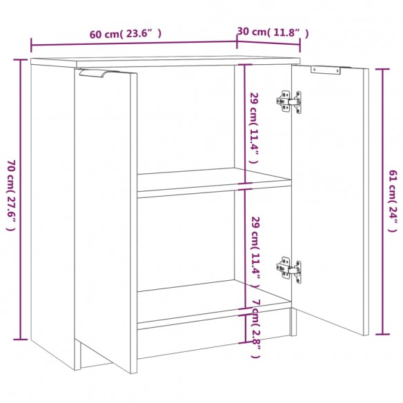 Buffets 2 pcs Sonoma gris 60x30x70 cm Bois d'ingénierie