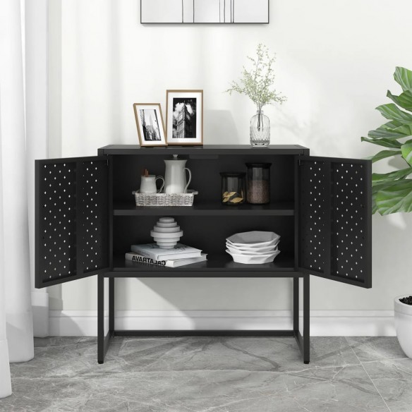 Buffet Noir 75x35x75 cm Acier