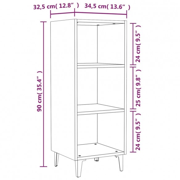 Buffet gris béton 34,5x32,5x90 cm bois d'ingénierie