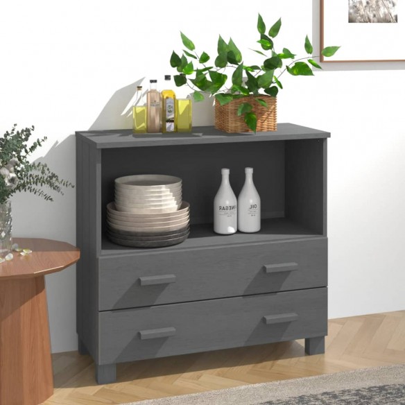 Buffet HAMAR Gris foncé 85x35x80 cm Bois massif de pin