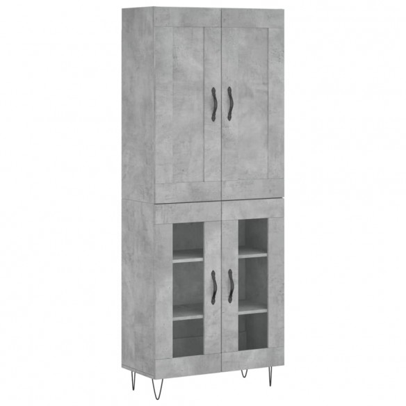 Buffet haut Gris béton 69,5x34x180 cm Bois d'ingénierie