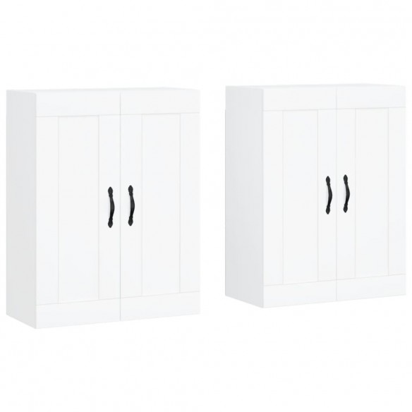 Armoires murales 2 pcs blanc bois d'ingénierie