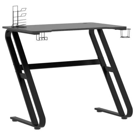 Bureau de jeu avec pieds en forme de ZZ Noir 90x60x75 cm 2