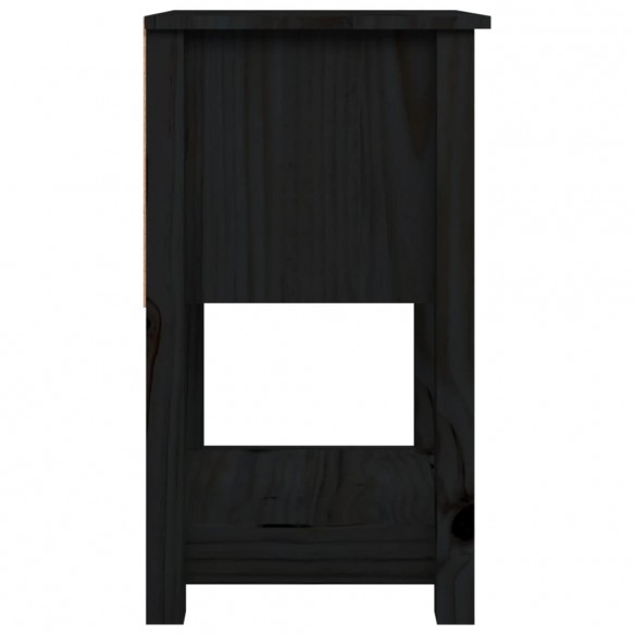 Table de chevet Noir 40x35x61,5 cm Bois de pin massif