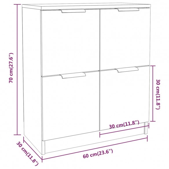 Buffet Blanc brillant 60x30x70 cm Bois d'ingénierie