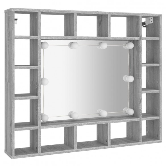 Armoire à miroir avec LED Sonoma gris 91x15x76,5 cm