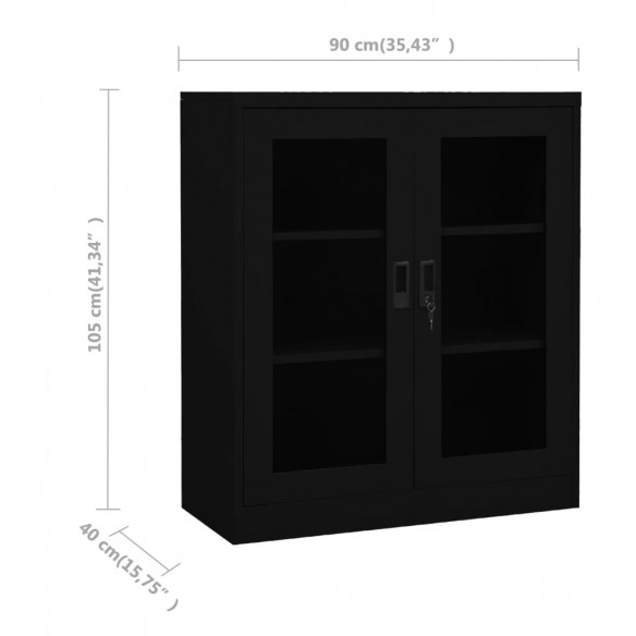 Armoire de bureau Noir 90x40x105 cm Acier