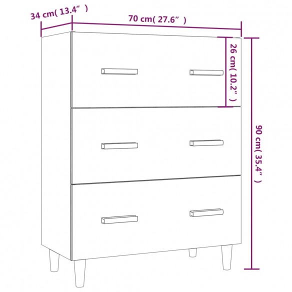 Buffet Blanc brillant 70x34x90 cm Bois d'ingénierie