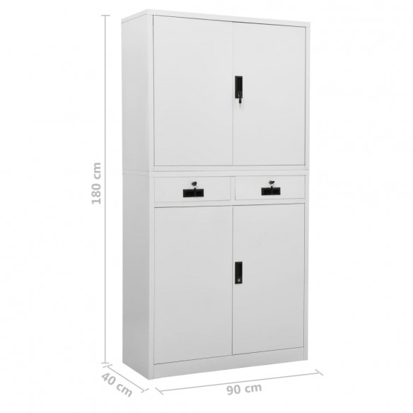 Armoire de bureau Gris clair 90x40x180 cm Acier