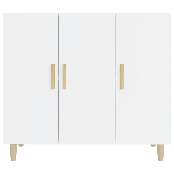 Buffet blanc brillant 90x34x80 cm bois d'ingénierie