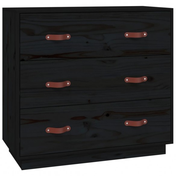 Buffet Noir 80x40x75 cm Bois massif de pin