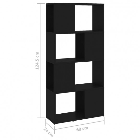 Bibliothèque/Séparateur de pièce Noir 60x24x124,5 cm Aggloméré