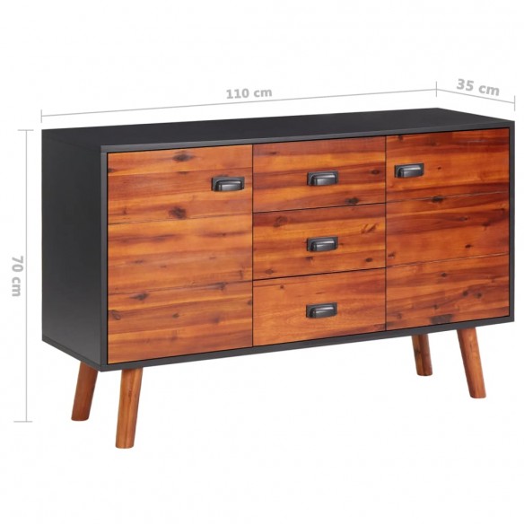 Buffet 110x35x70 cm Bois d'acacia massif et MDF