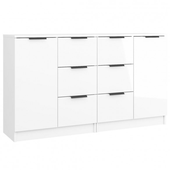 Buffets 2 pcs Blanc brillant 60x30x70 cm Bois d'ingénierie