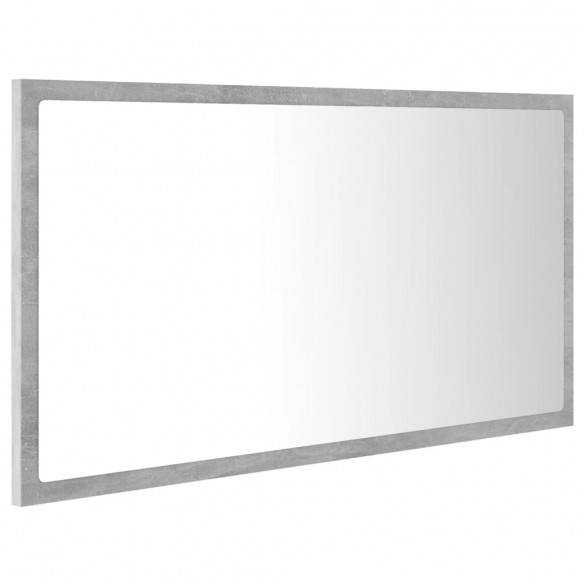 Miroir à LED de salle de bain Gris béton 80x8,5x37 cm Acrylique