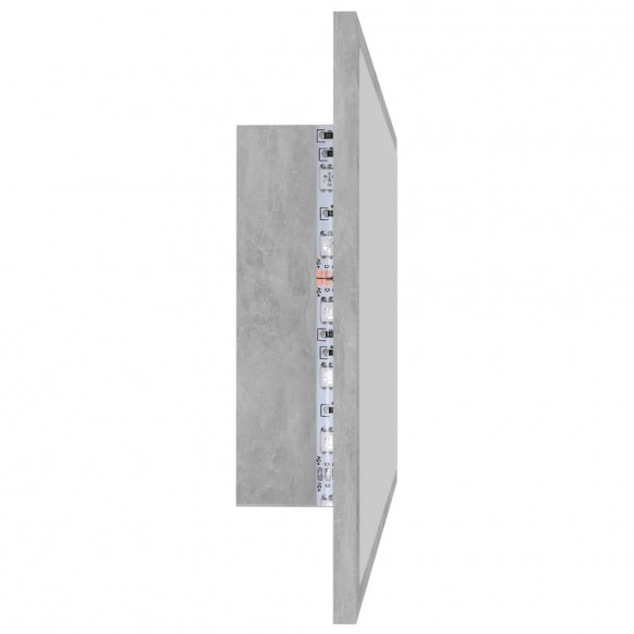 Miroir à LED de salle de bain Gris béton 80x8,5x37 cm Acrylique