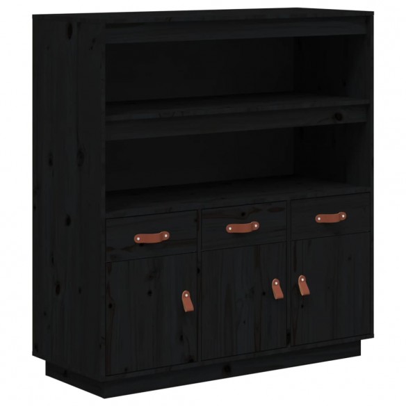 Buffet haut Noir 100x40x108,5 cm Bois massif de pin