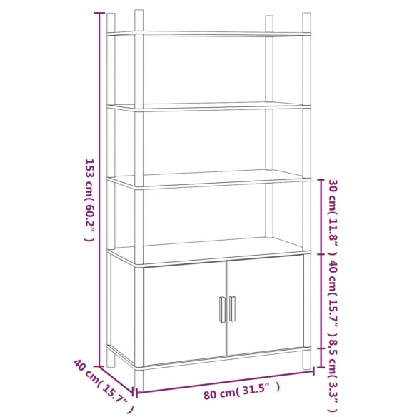 Buffet haut Blanc 80x40x153 cm Bois d'ingénierie