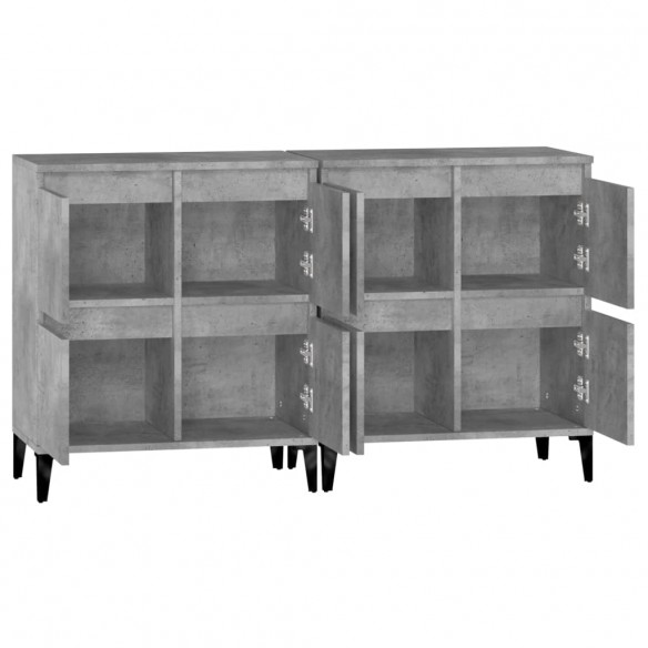 Buffets 2 pcs gris béton 60x35x70 cm bois d'ingénierie