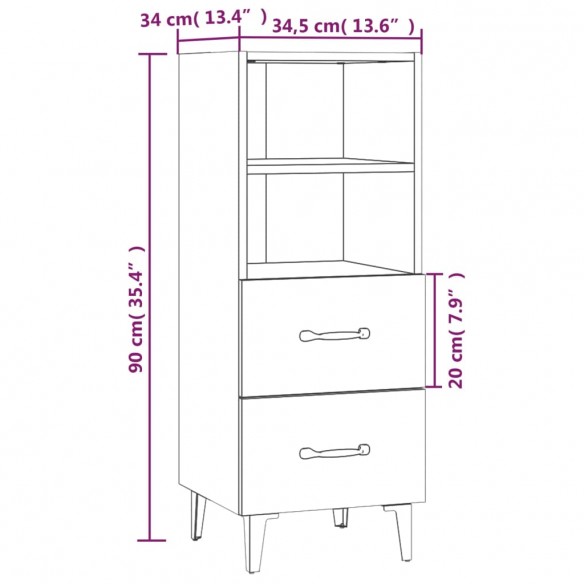 Buffet Chêne marron 34,5x34x90 cm Bois d'ingénierie