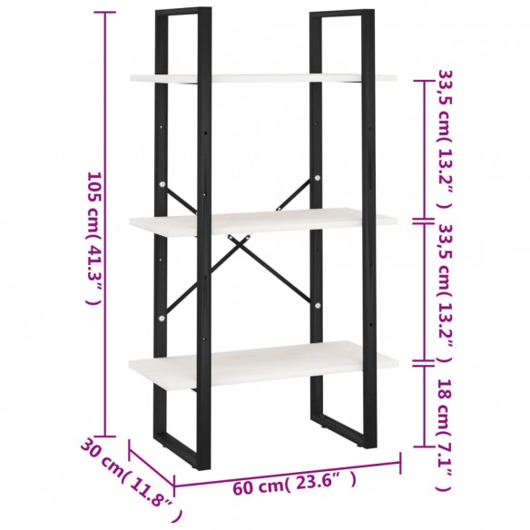 Étagère de rangement Blanc 60x30x105 cm Bois de pin massif