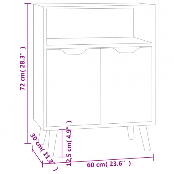 Buffet gris 60x30x72 cm bois d'ingénierie