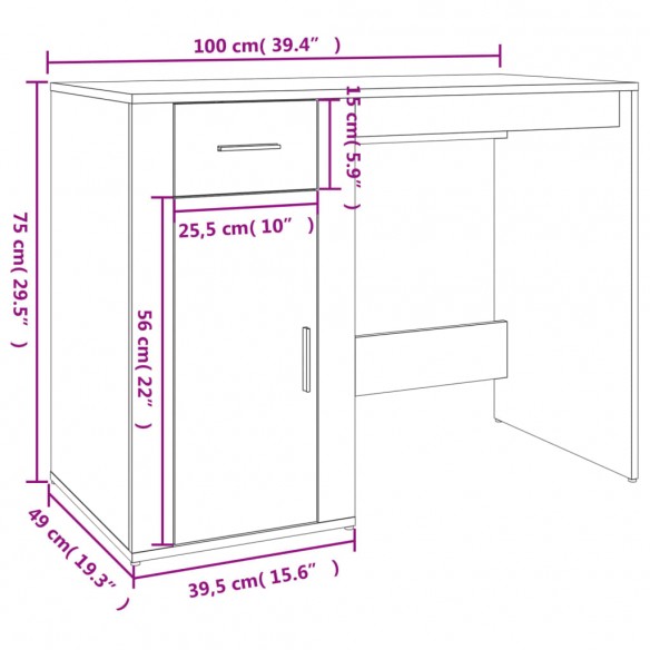 Bureau avec armoire blanc bois d'ingénierie