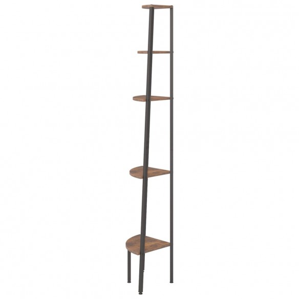 Étagère d'angle 5 niveaux Marron foncé et noir 45,5x31,5x180 cm