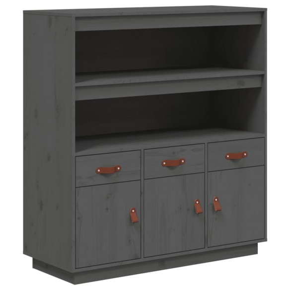 Buffet haut Gris 100x40x108,5 cm Bois massif de pin