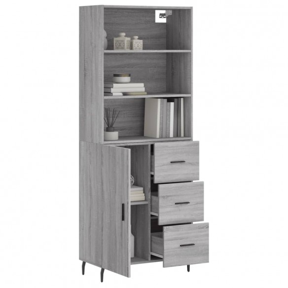 Buffet haut Sonoma gris 69,5x34x180 cm Bois d'ingénierie