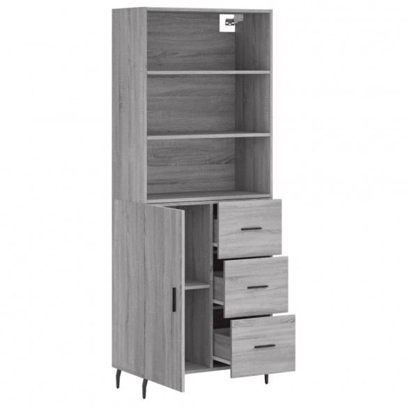 Buffet haut Sonoma gris 69,5x34x180 cm Bois d'ingénierie