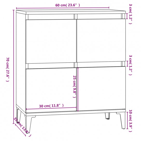 Buffet Chêne fumé 60x35x70 cm Bois d'ingénierie