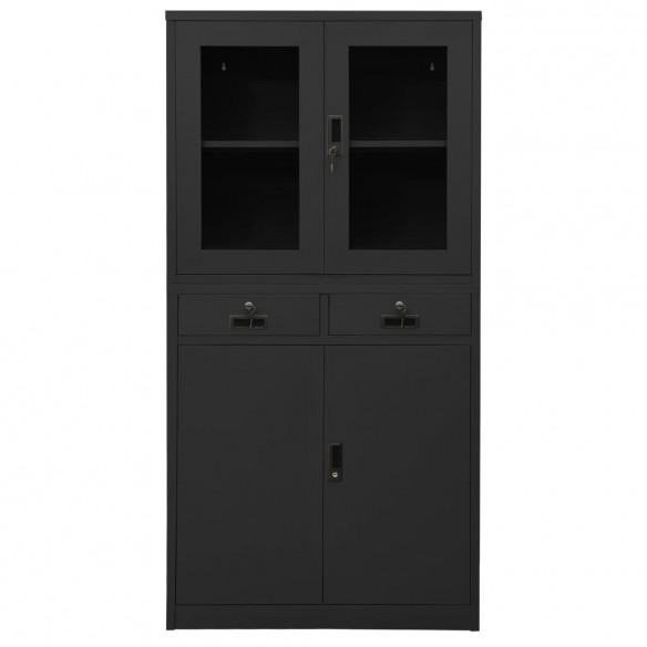 Armoire de bureau Anthracite 90x40x180 cm Acier et verre trempé